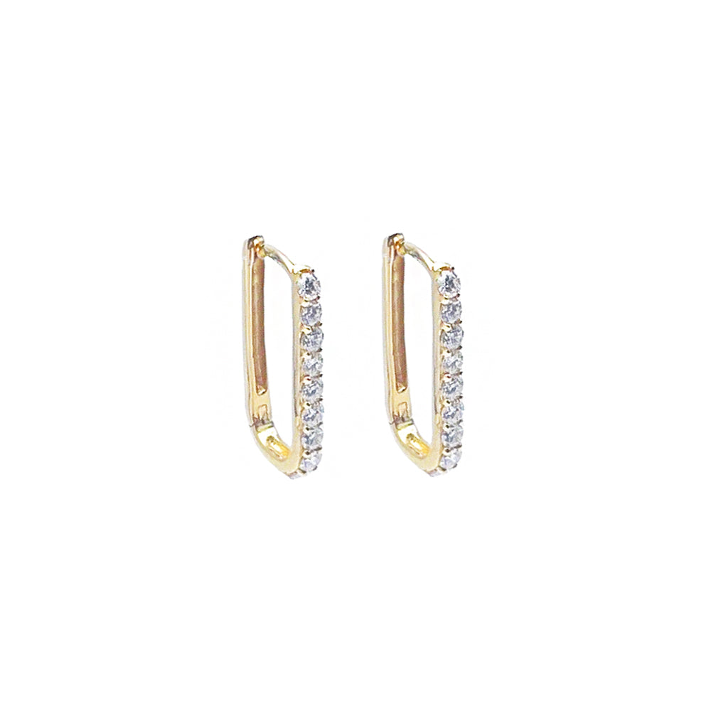14K Diamond Paperclip Huggies
