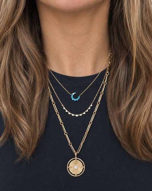 14k 7 Bezel Diamond Necklace