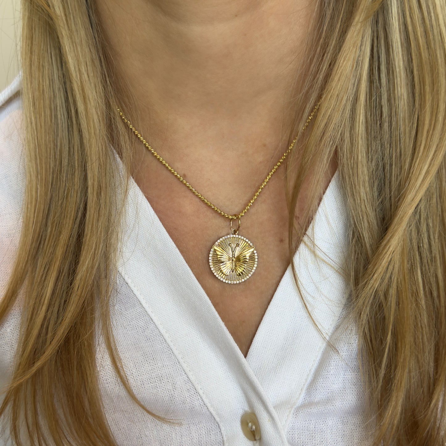 14k Butterfly Coin Pendant