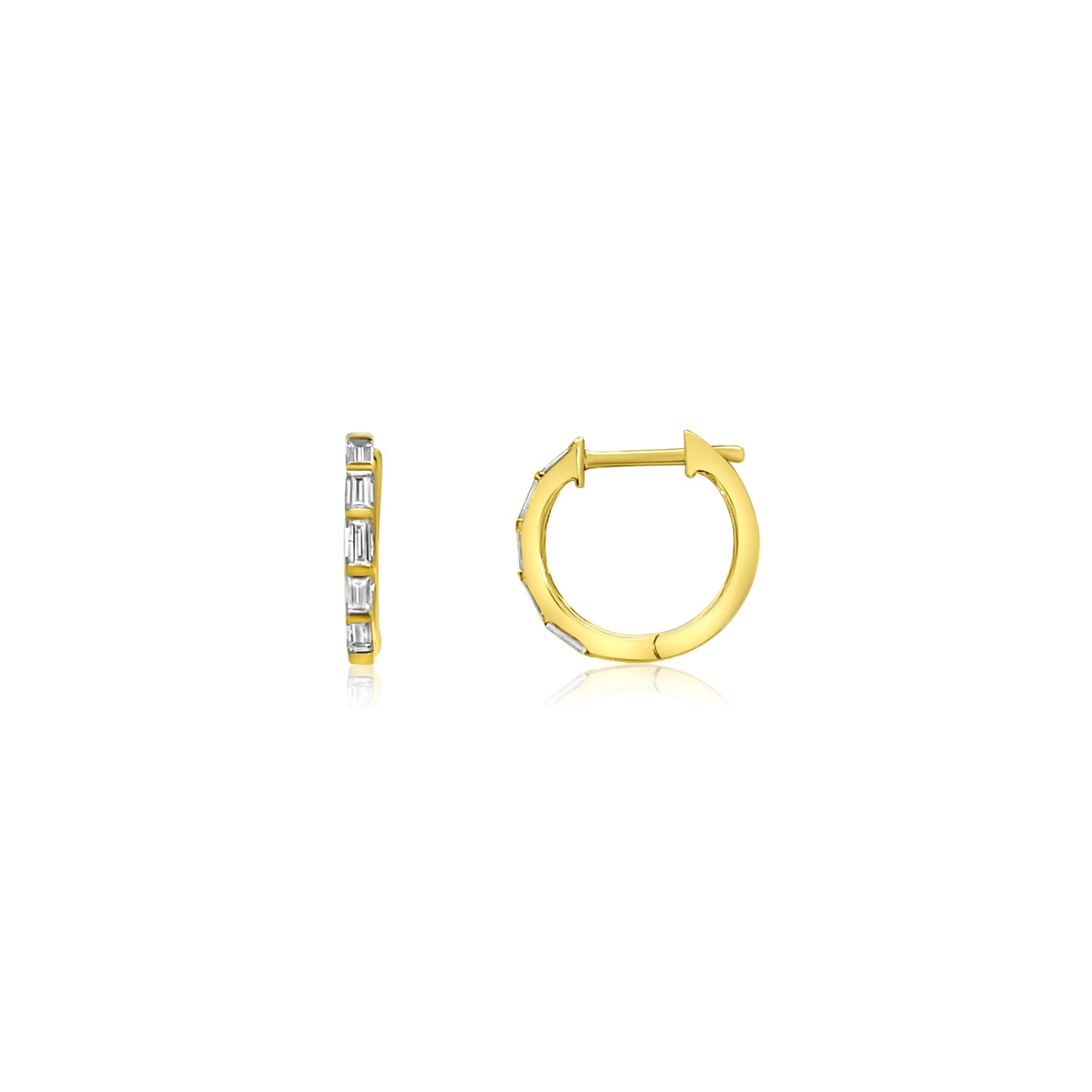 14k Baguette Huggies