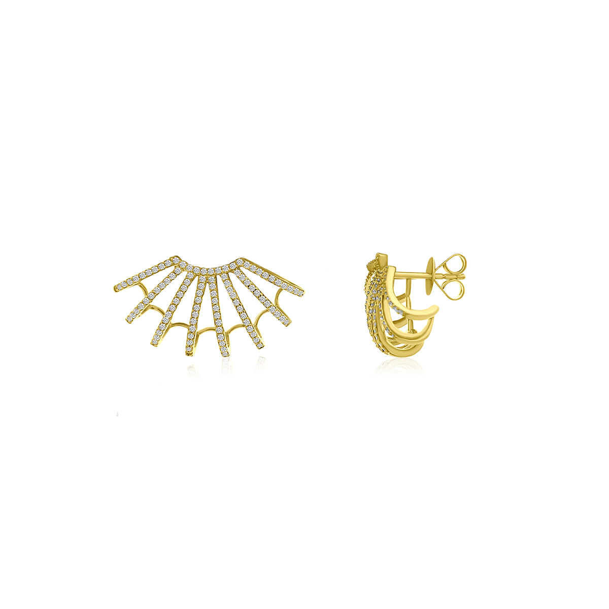14k Large Diamond Cage Earrings
