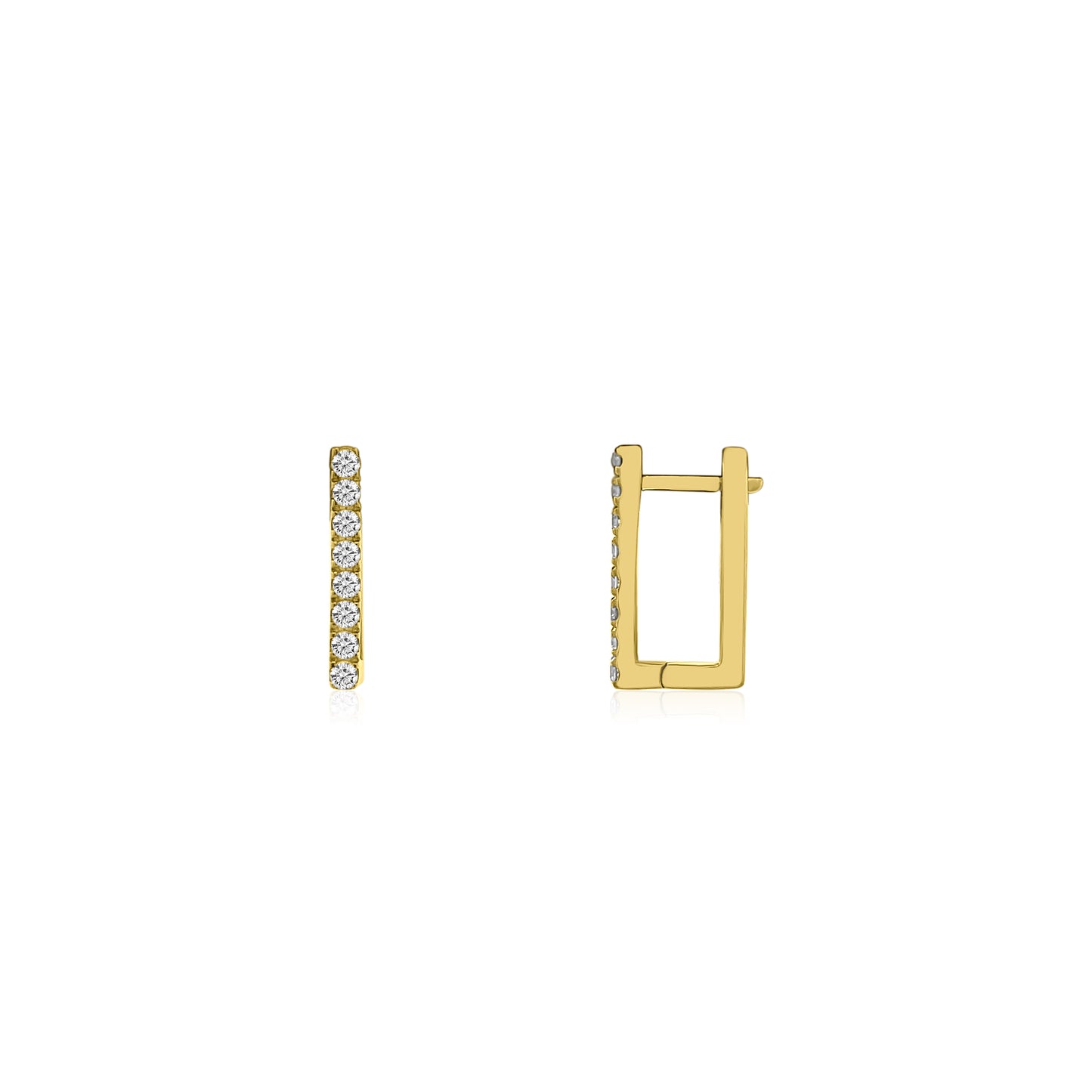 14k Rectangle Bar Huggie