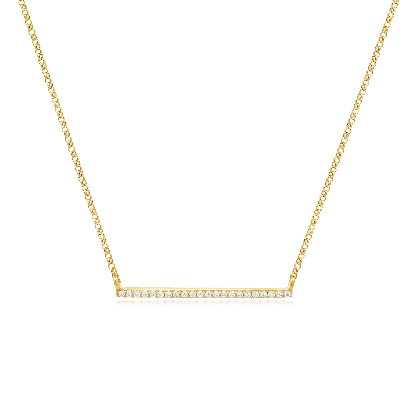 14k Pave Bar Necklace