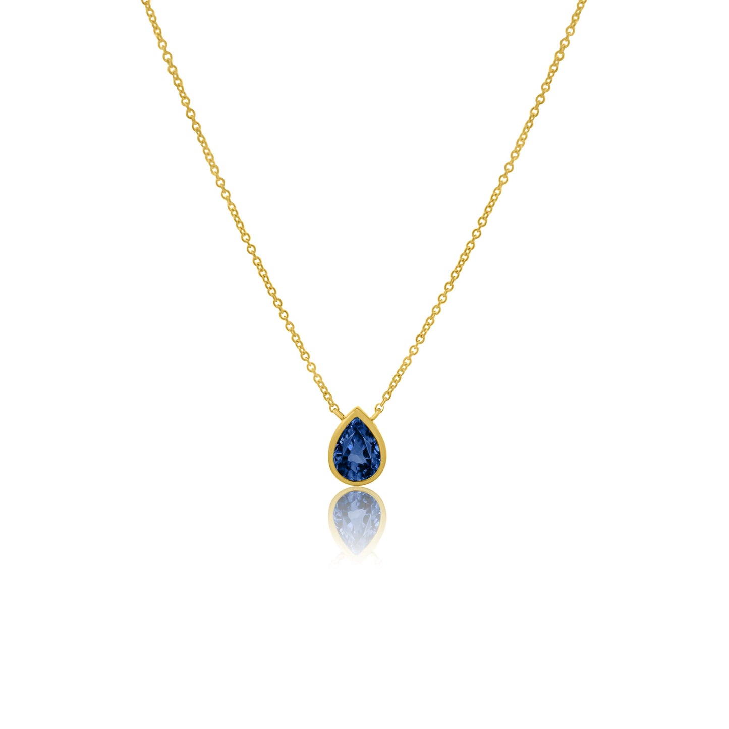 14k Blue Sapphire Teardrop Necklace