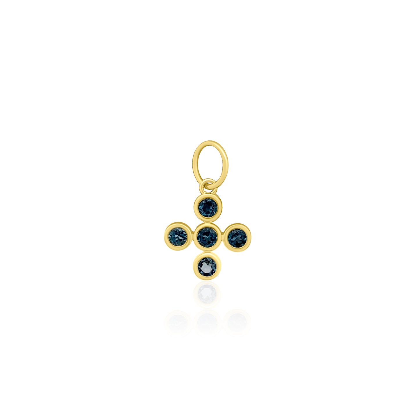 14k London Blue Topaz Small Cross