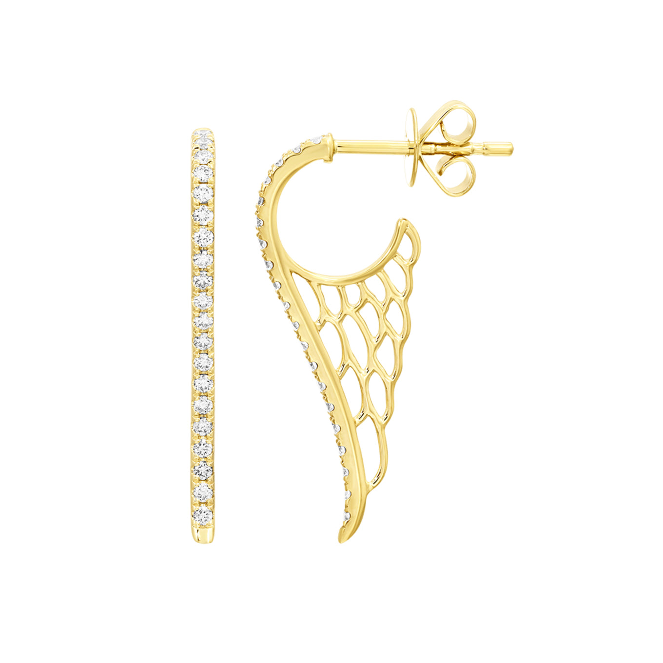 14k Diamond Wing Huggie
