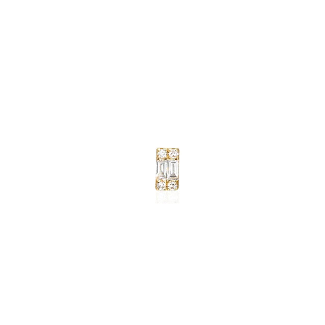 14K Baguette Diamond Single Stud