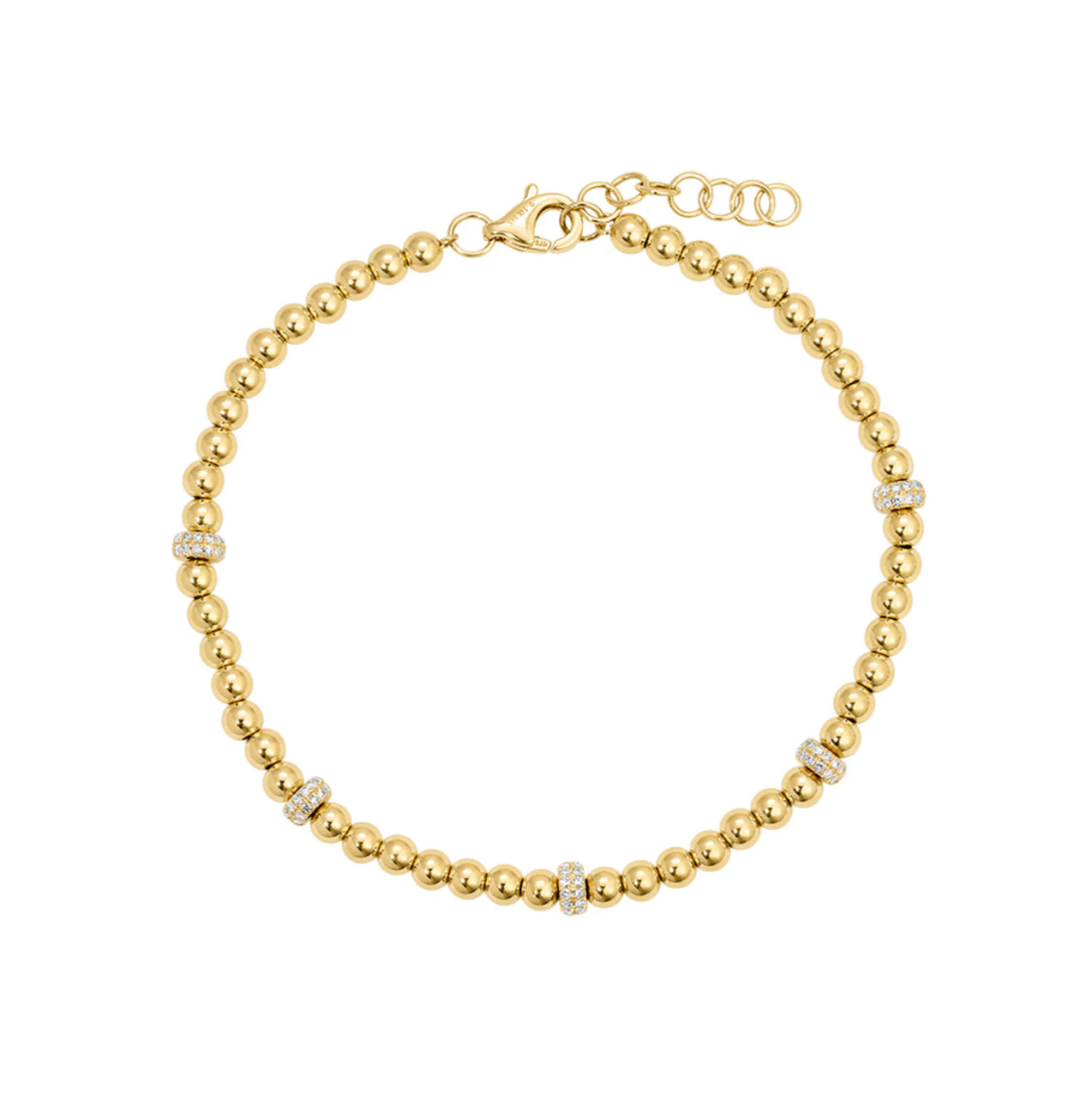 14k Beaded Bracelet with Diamond Beads
