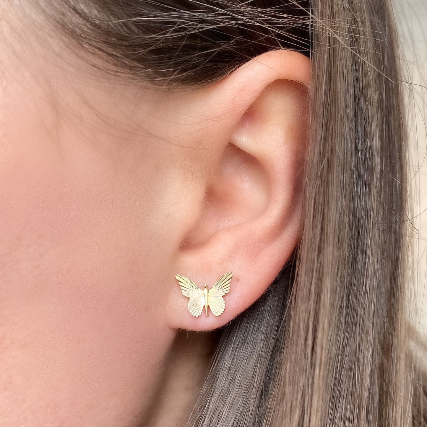 14K Fluted Butterfly Studs