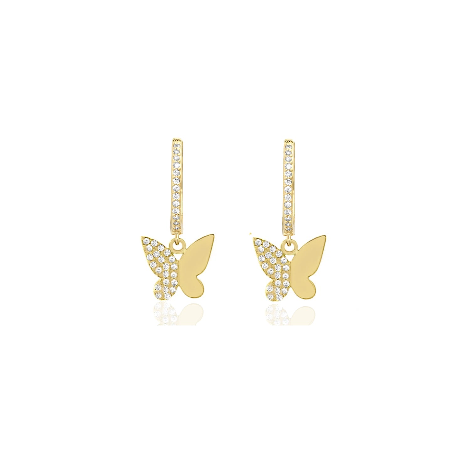 14K Half Flutter Butterfly Huggies