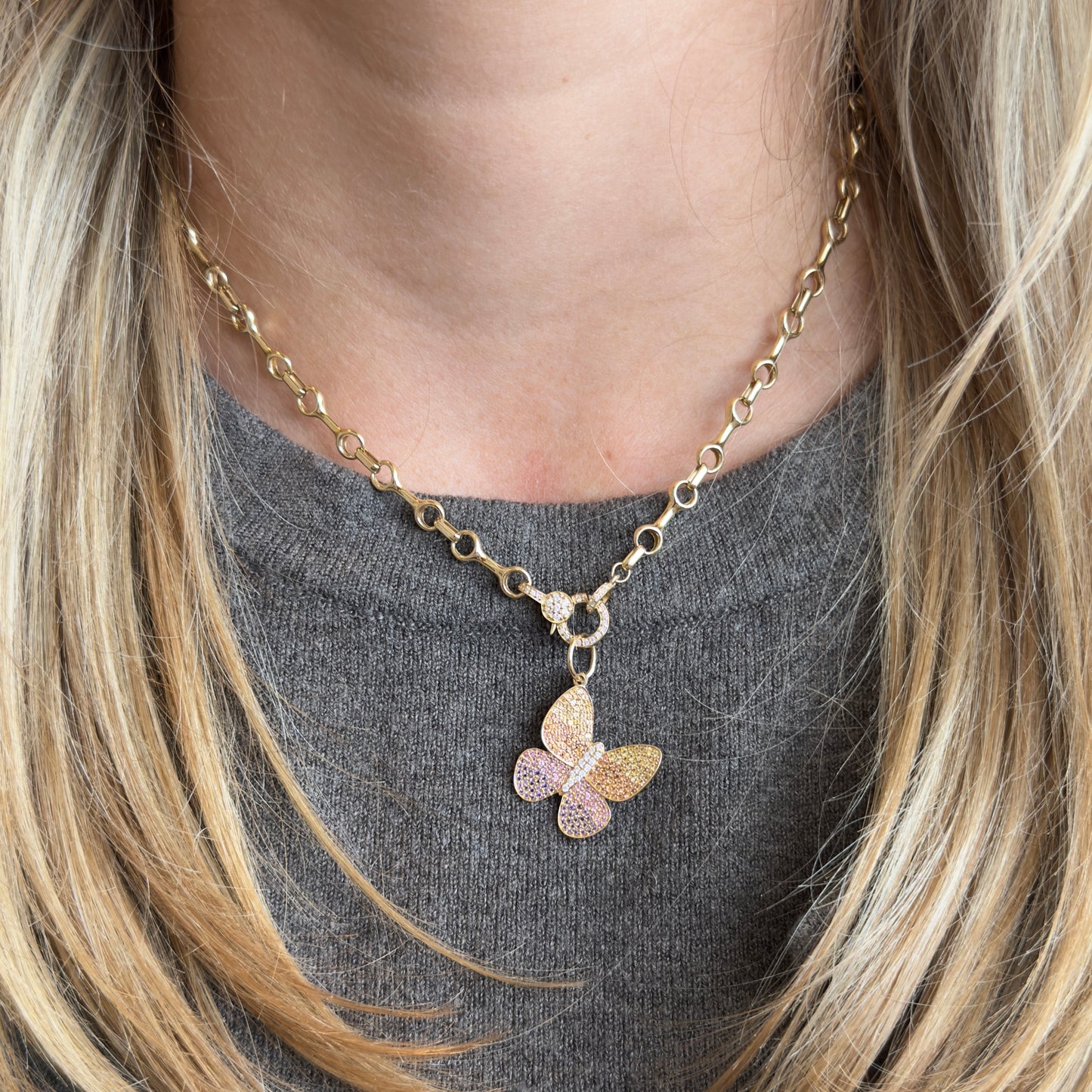 14k Ombre Sunset Butterfly Pendant