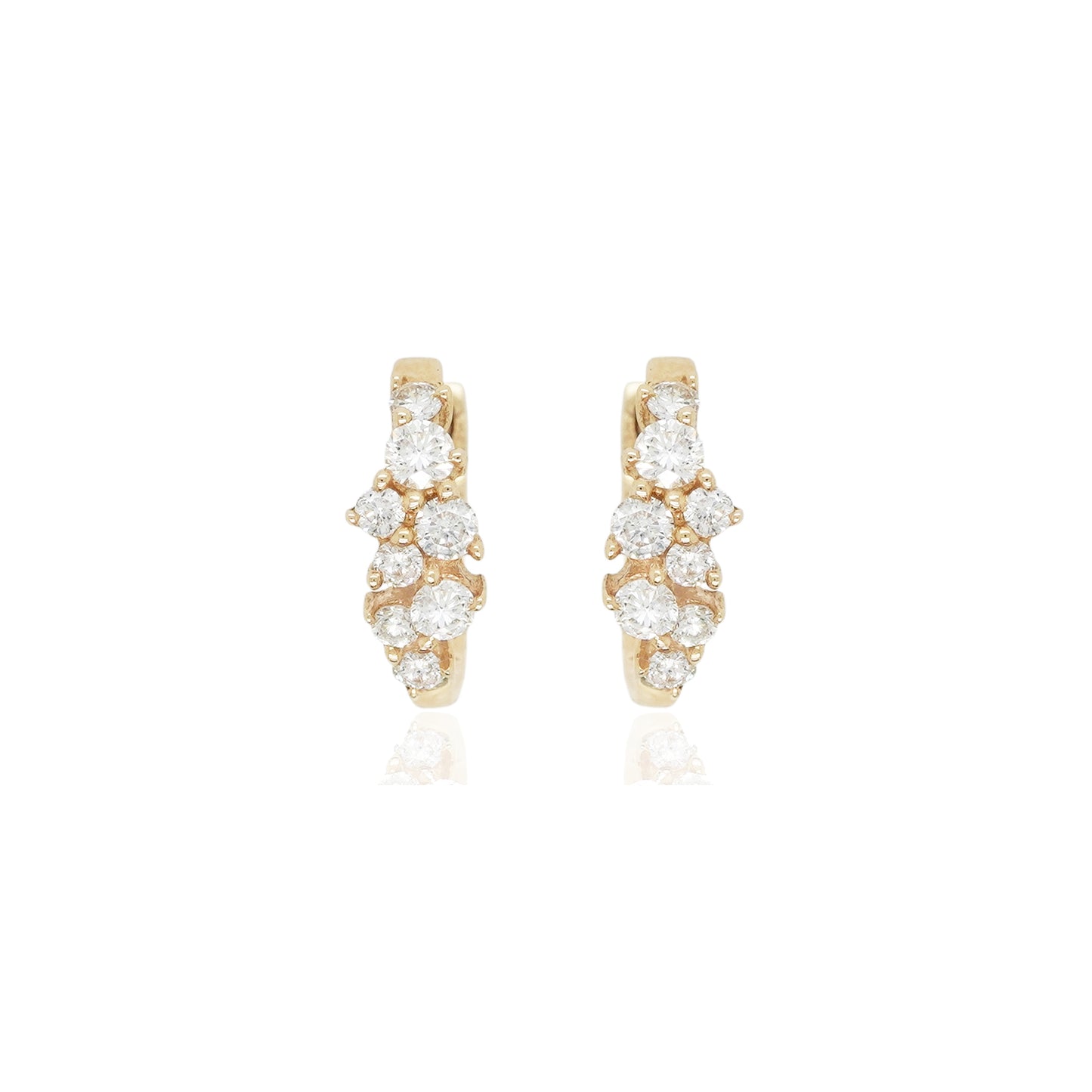 14K Diamond Cluster Huggies
