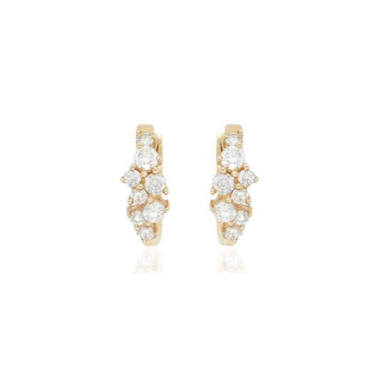 14K Diamond Cluster Huggies