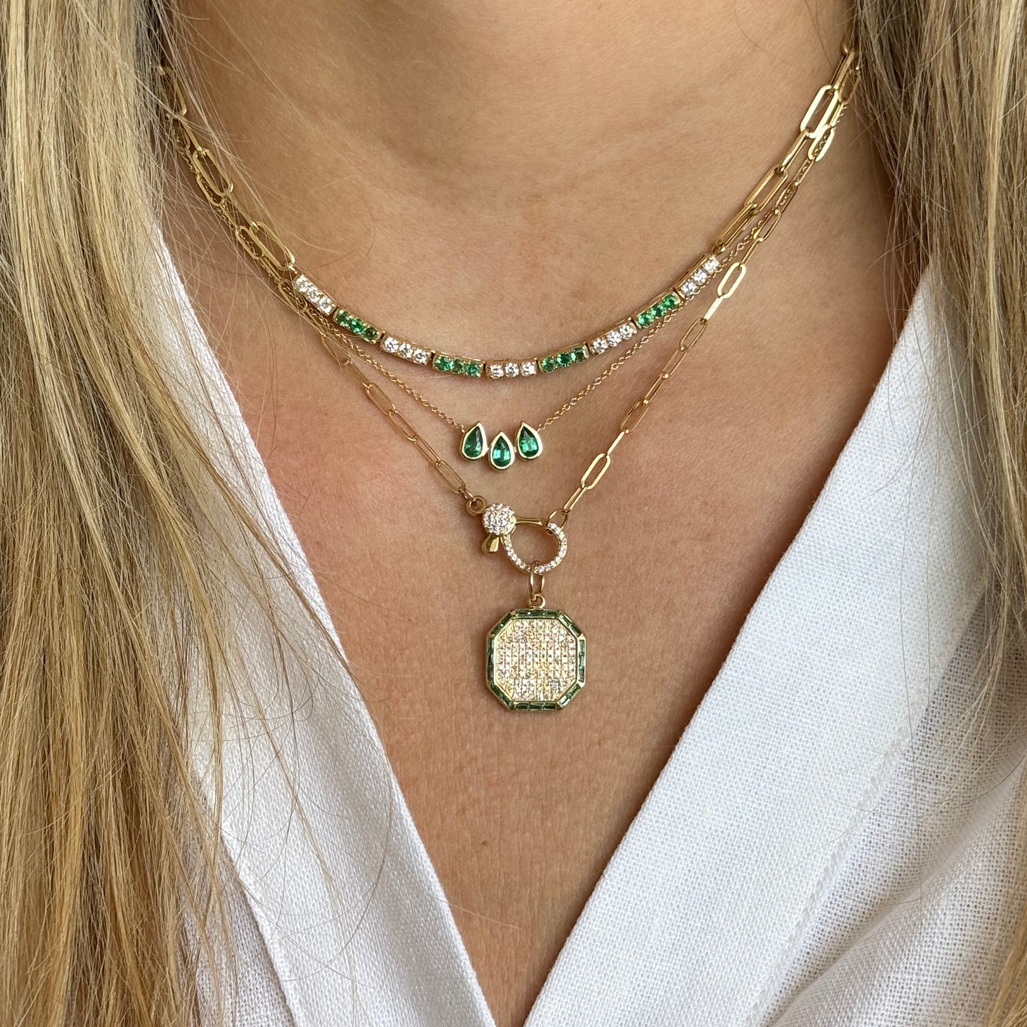 14k Emerald Rain Drop Necklace
