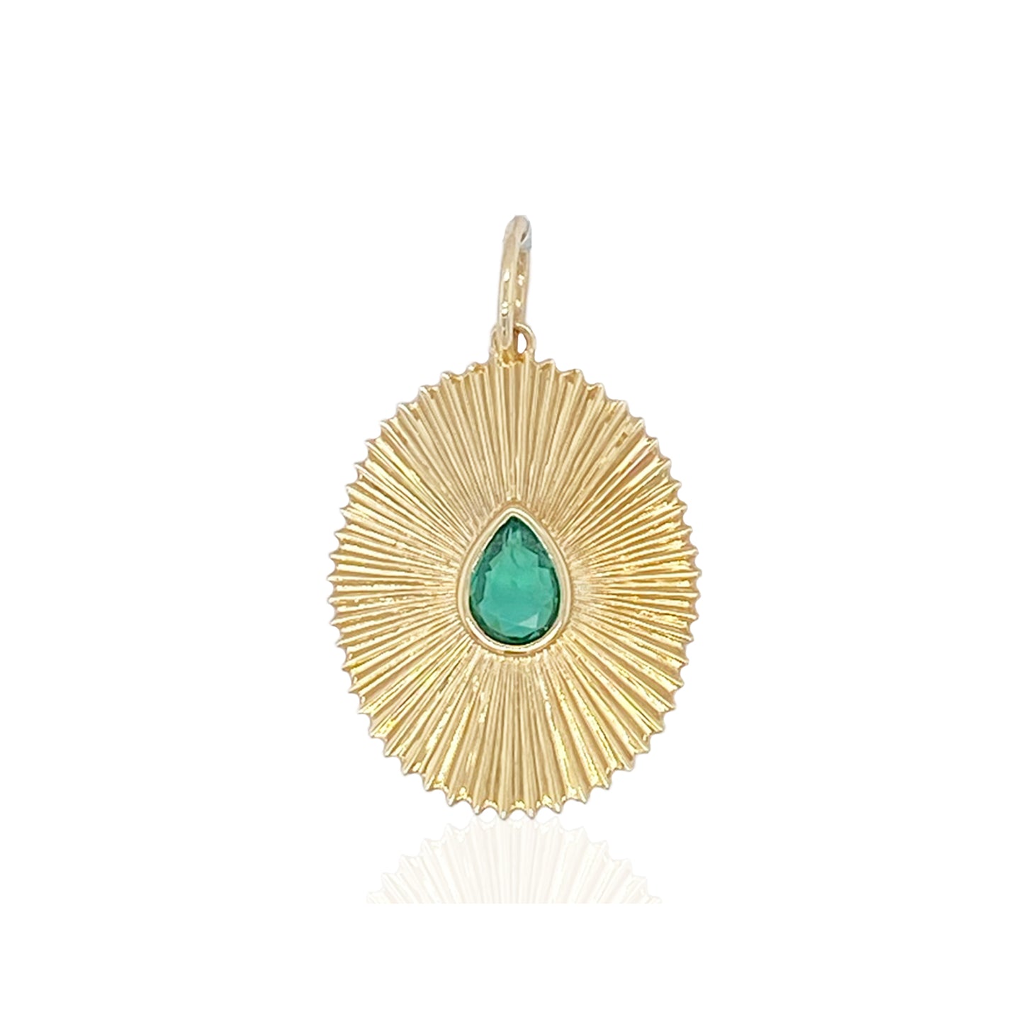 14k Emerald Fluted Pendant