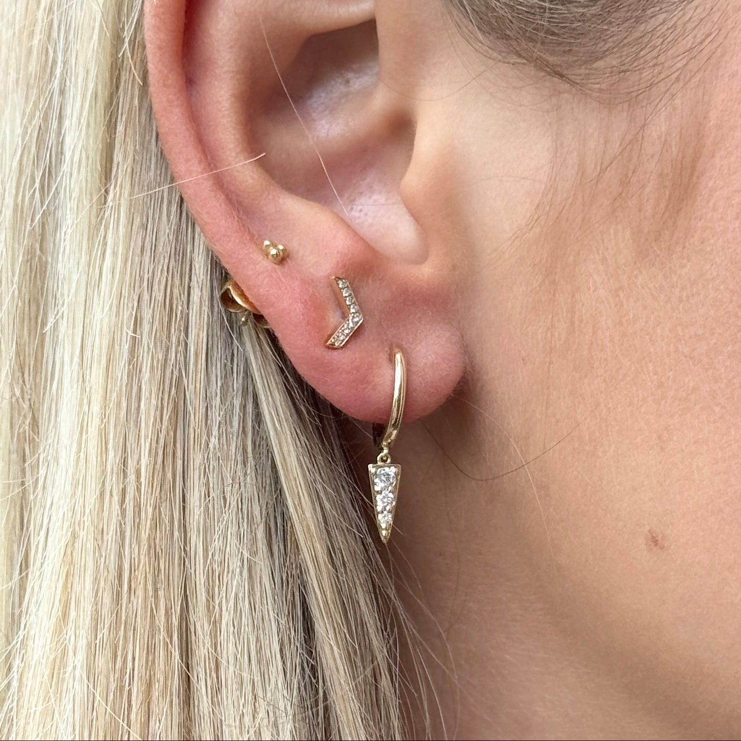 14k Diamond Chevron Studs