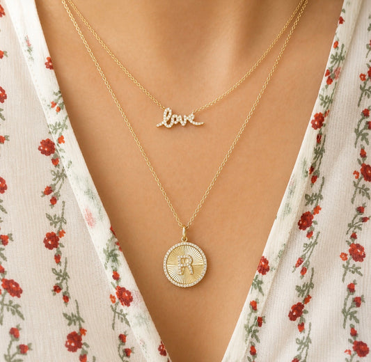 14k Initial Coin Necklace