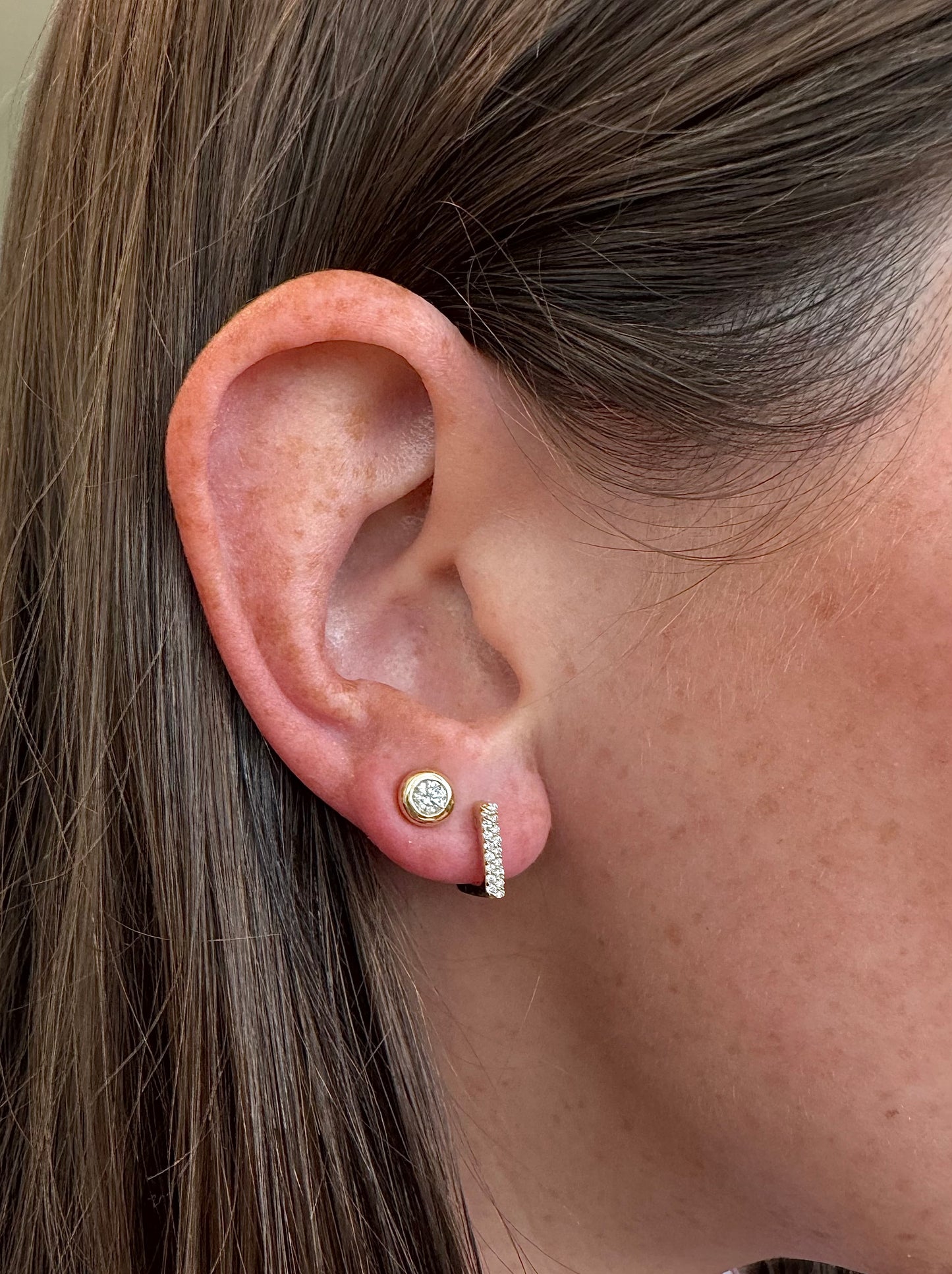 14k Pave Square Huggies