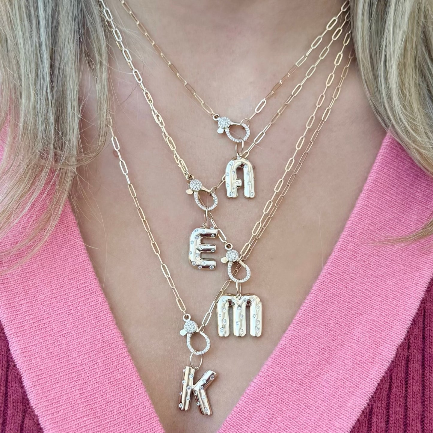 14K Sprinkle Initial Pendant