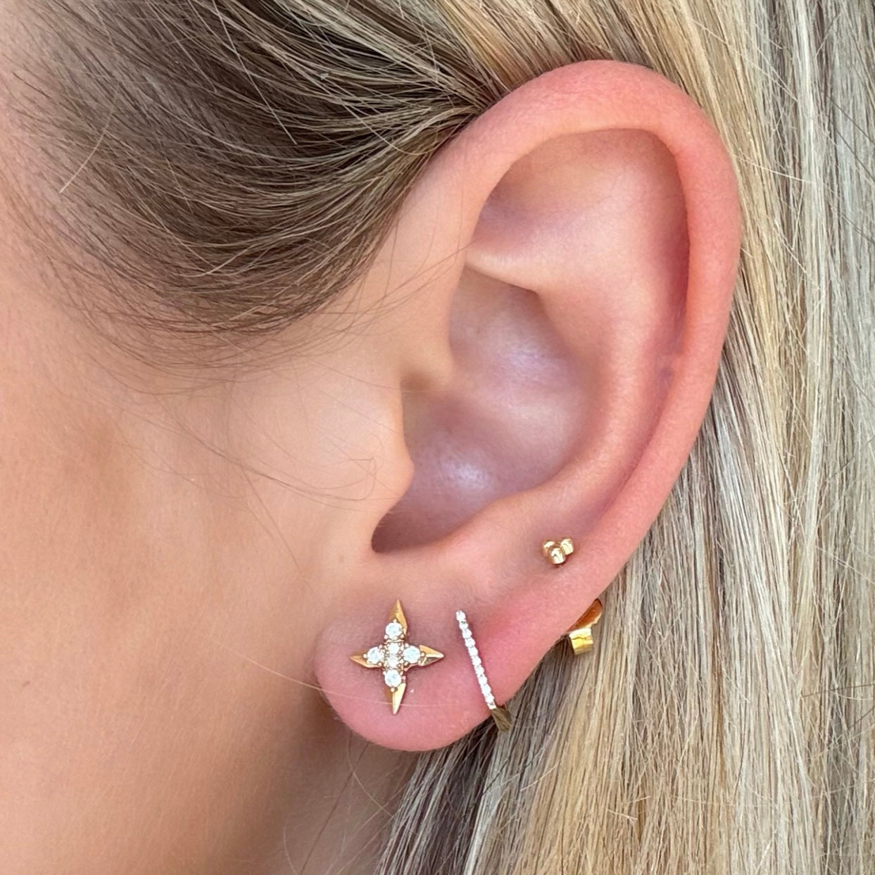 14k Diamond Spike Cross Studs