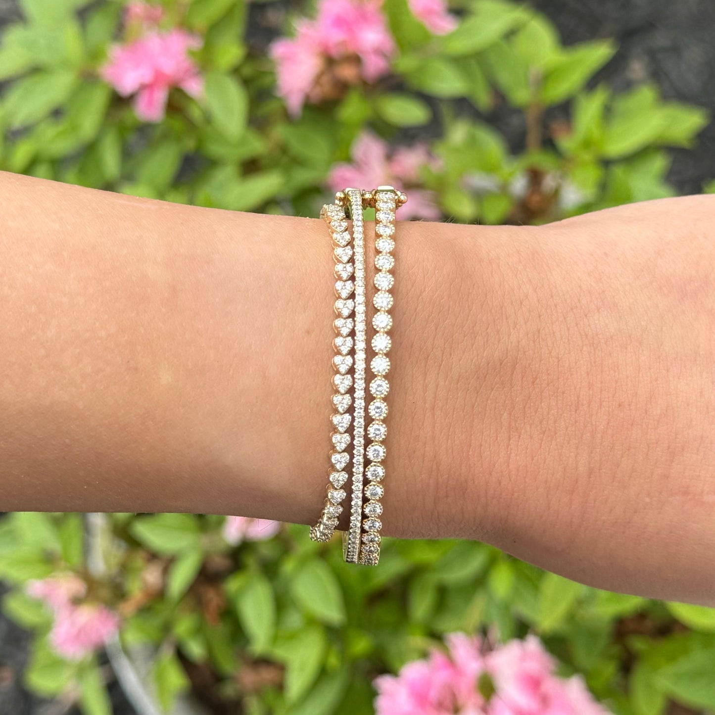 14K Heart Diamond Tennis Bracelet