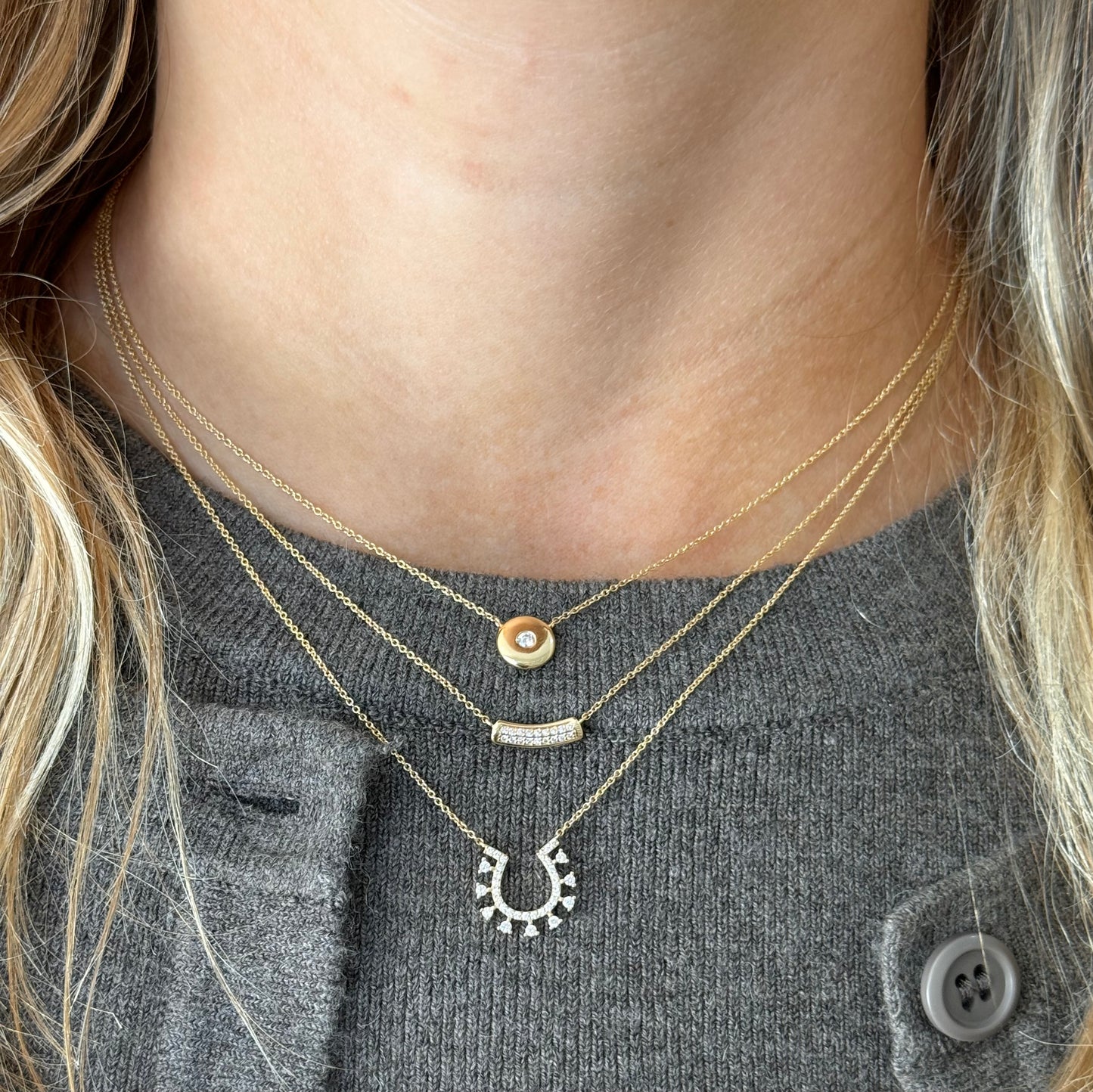14k Diamond Center Circle Necklace