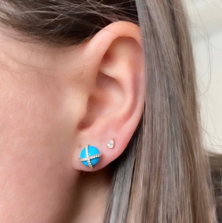 14K Turquoise Cage Studs