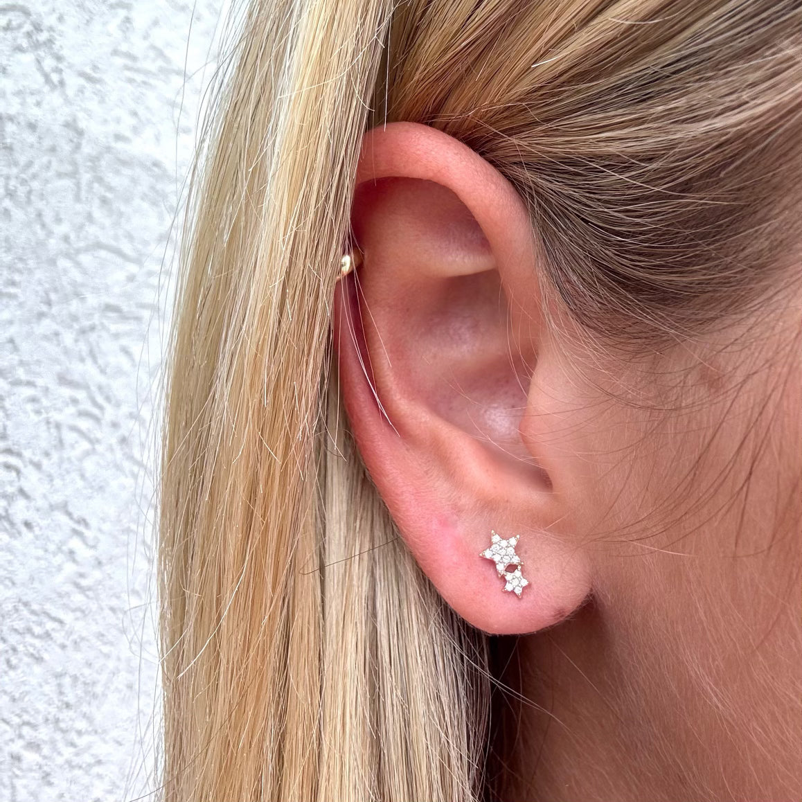 14K Stacked Star Stud