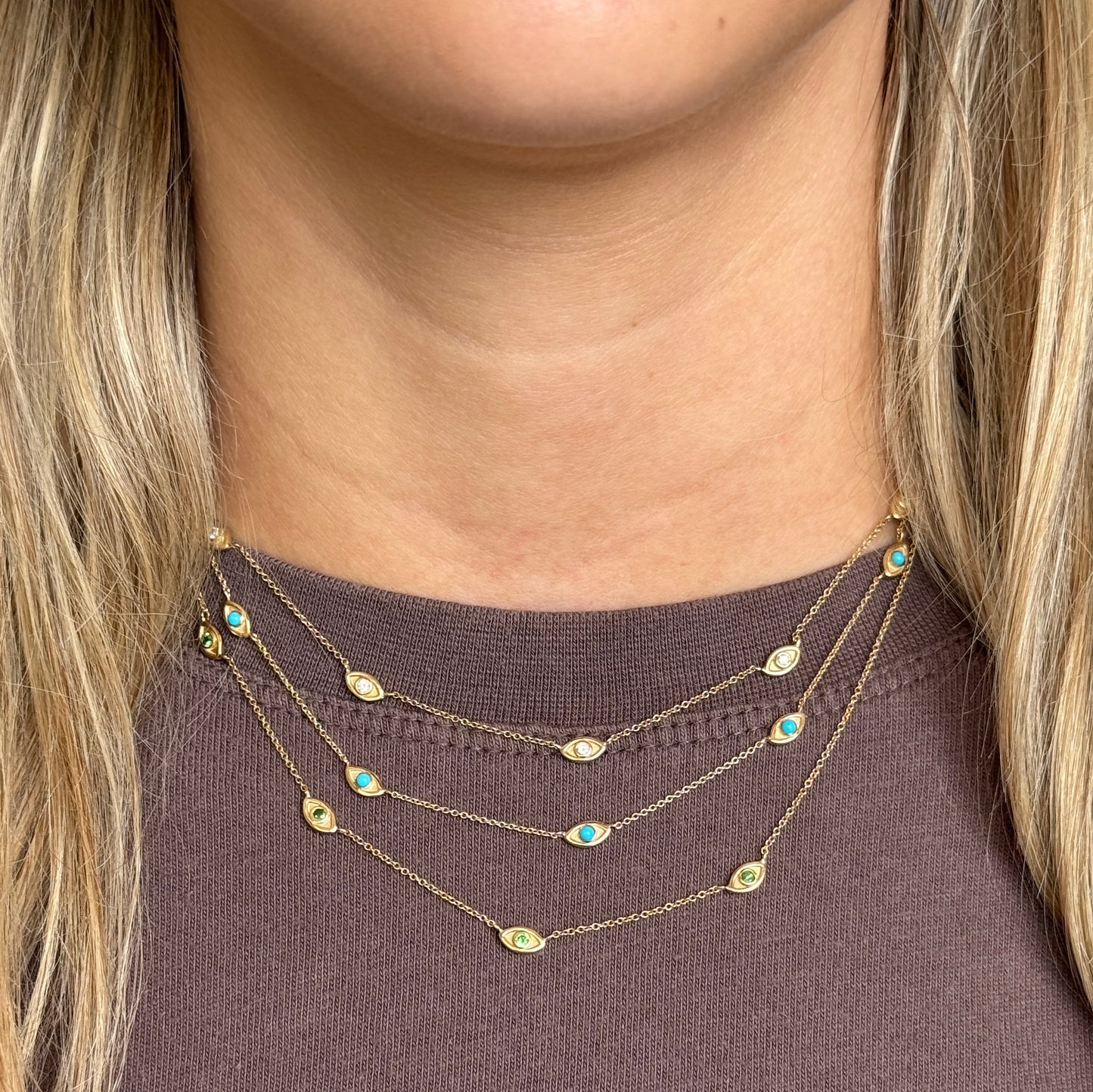 14K Turquoise Evil Eye Necklace