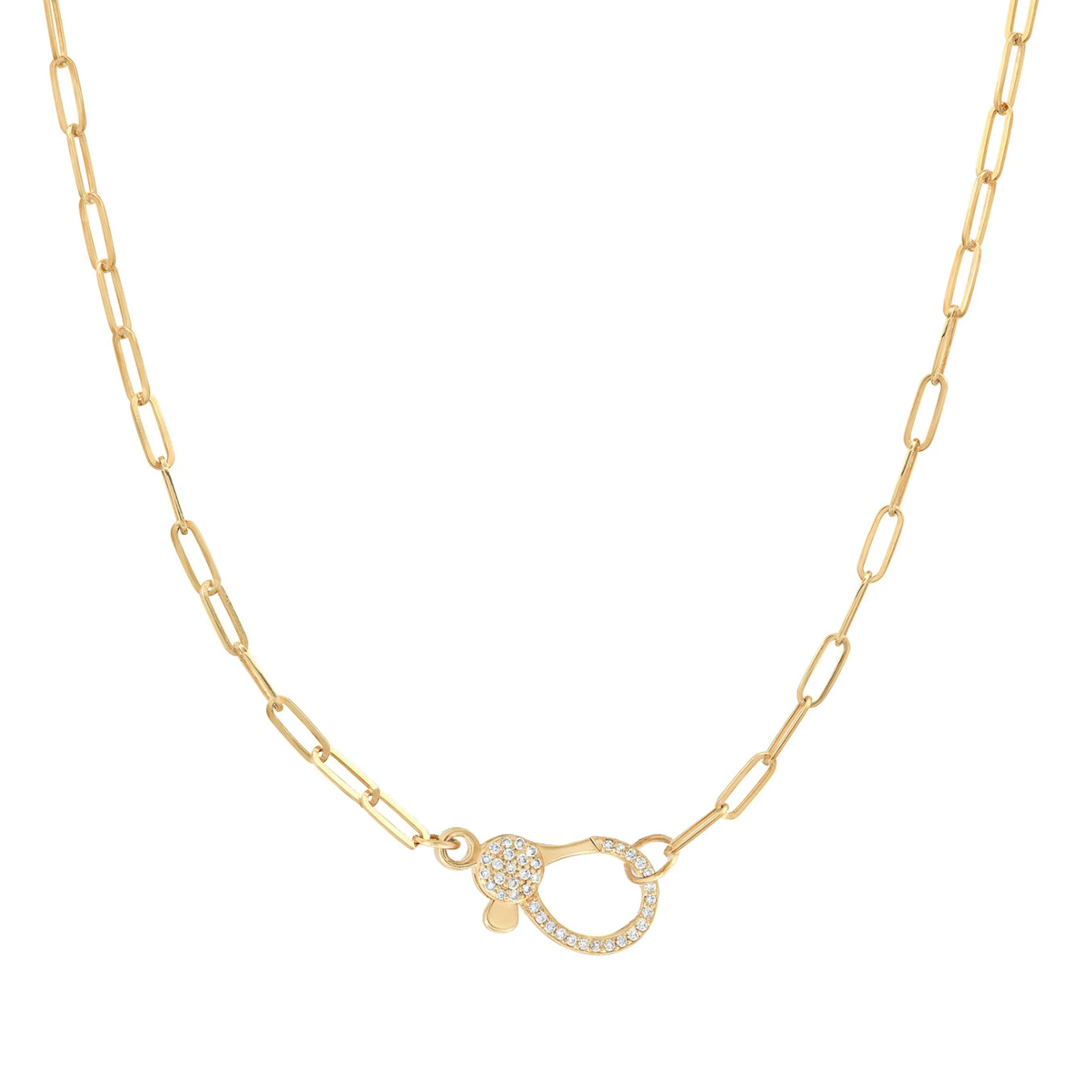 14K gold chain necklace LA買い付け Vintage La Rose 14k Pave Clasp Paper Clip Chain