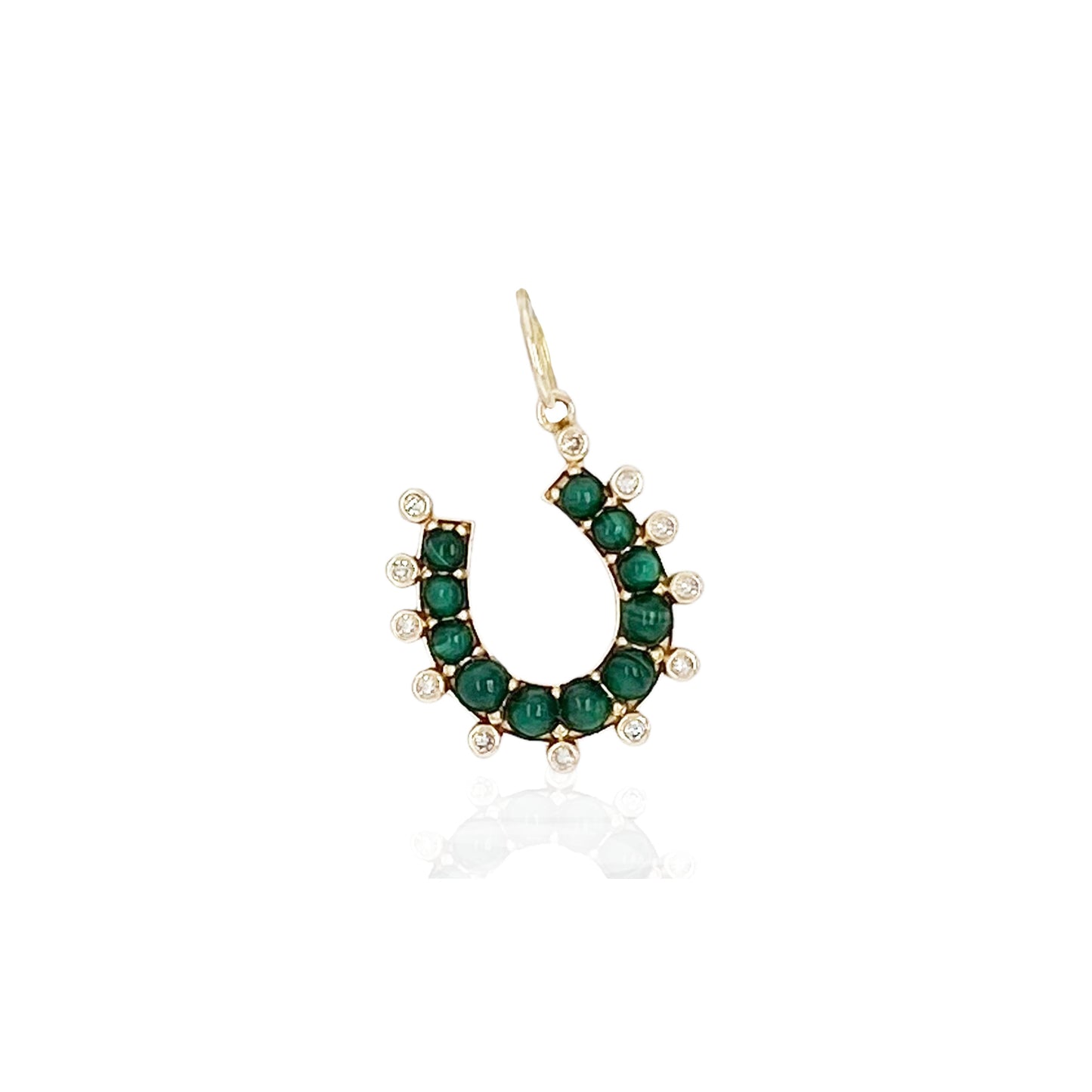 14K Malachite Studded Horseshoe Pendant
