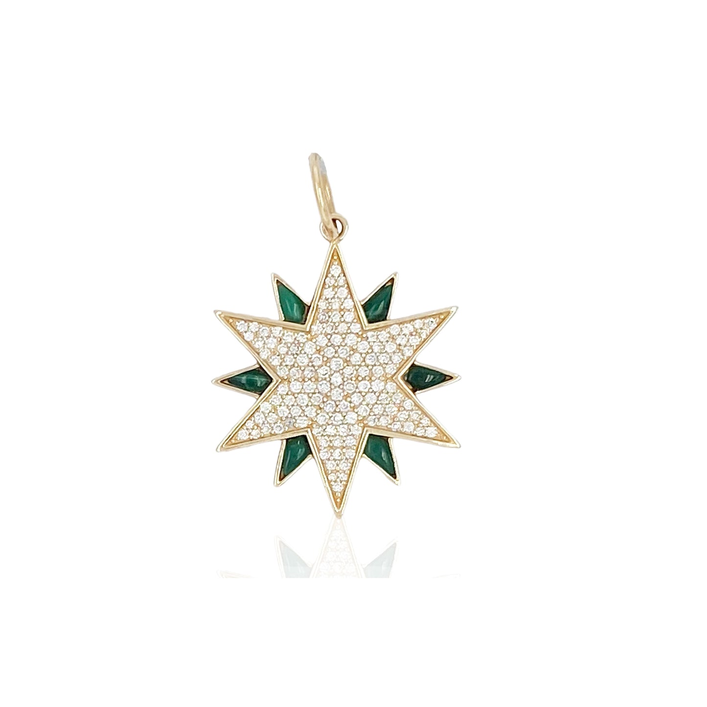 14k Pave and Malachite Starburst