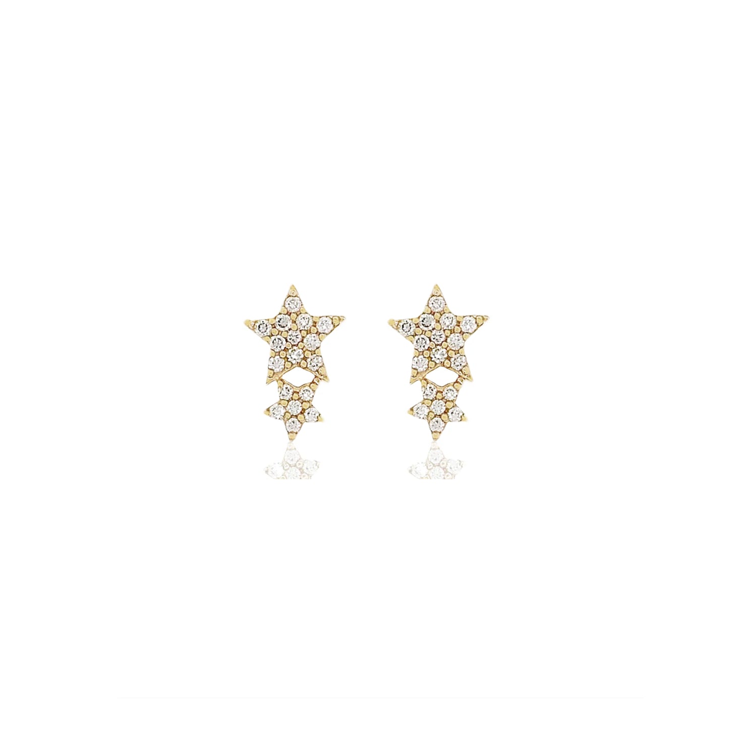 14K Stacked Star Stud