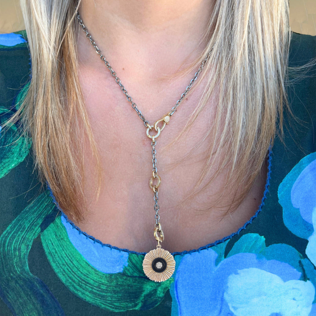 14k Onyx Starburst Pendant