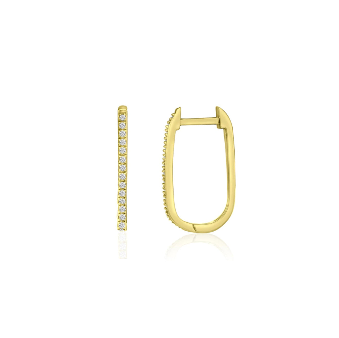 14K Pave Paperclip Huggies