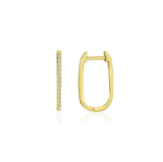 14K Pave Paperclip Huggies