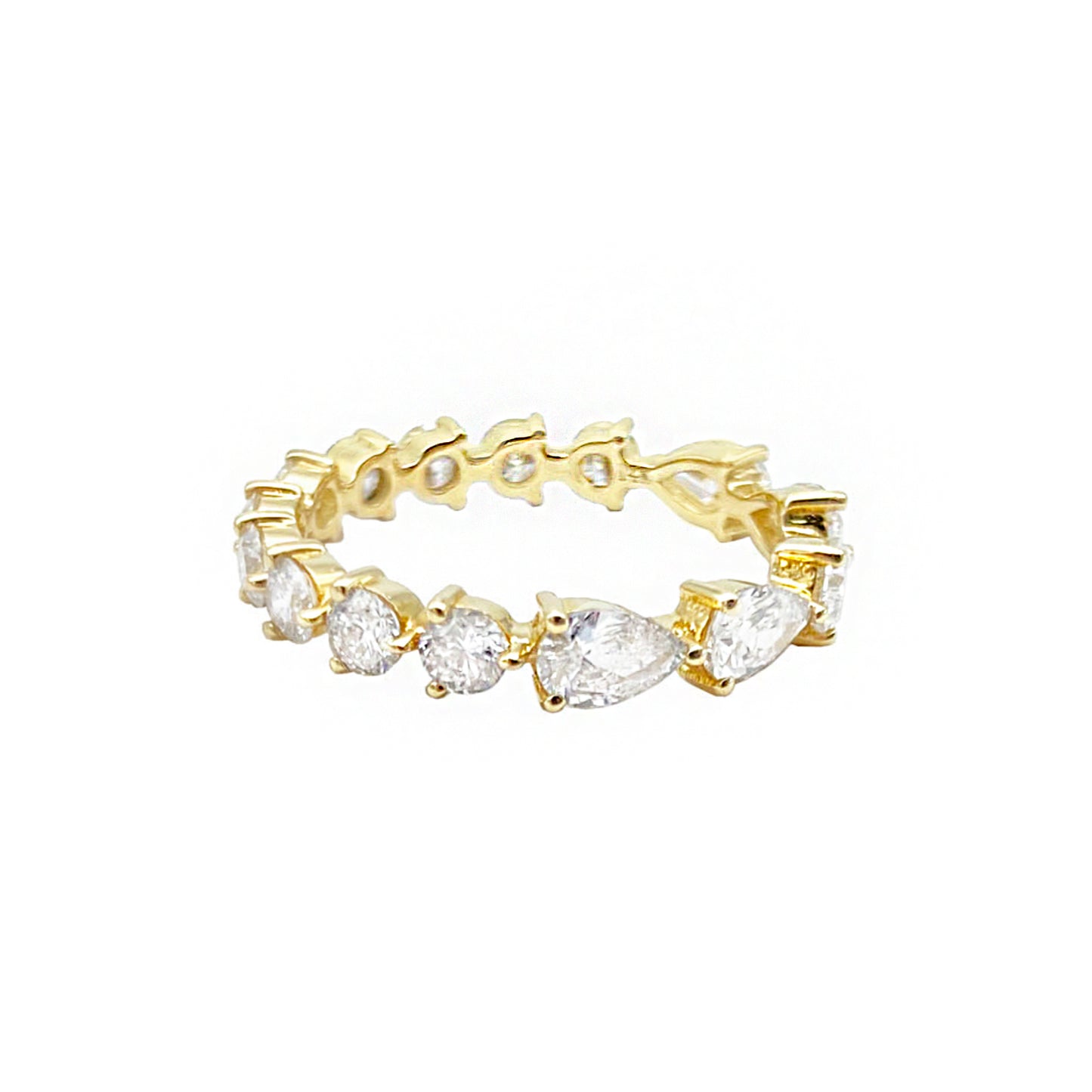 14k Pear & Round Cut Diamond Band