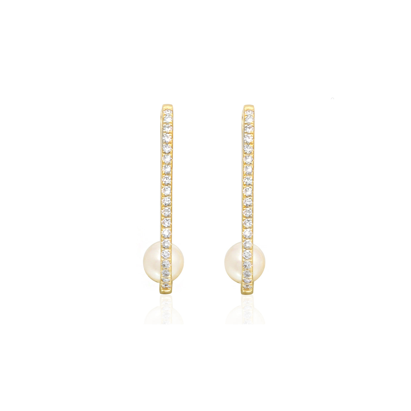 14K Gold Pearl Huggies