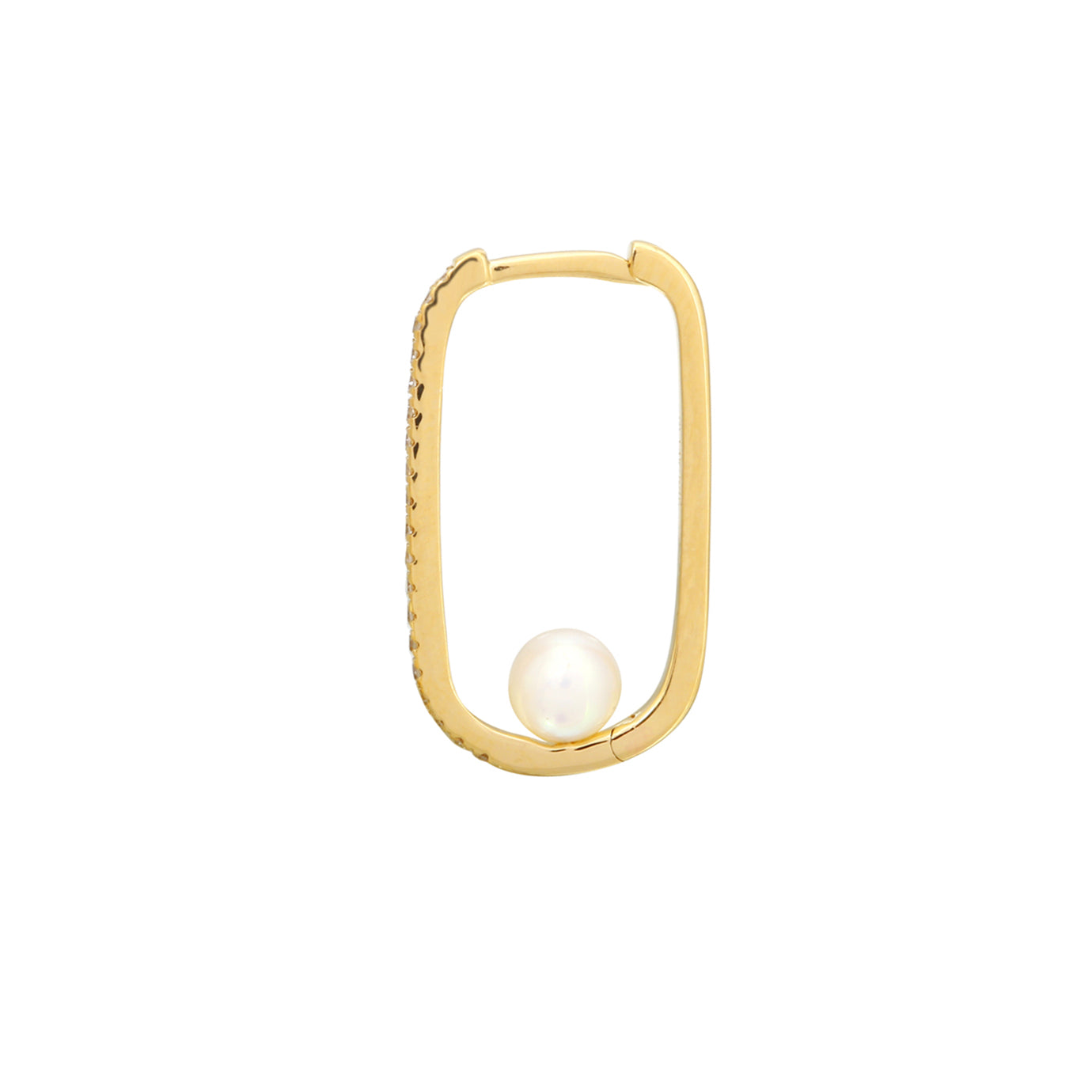 14K Gold Pearl Huggies