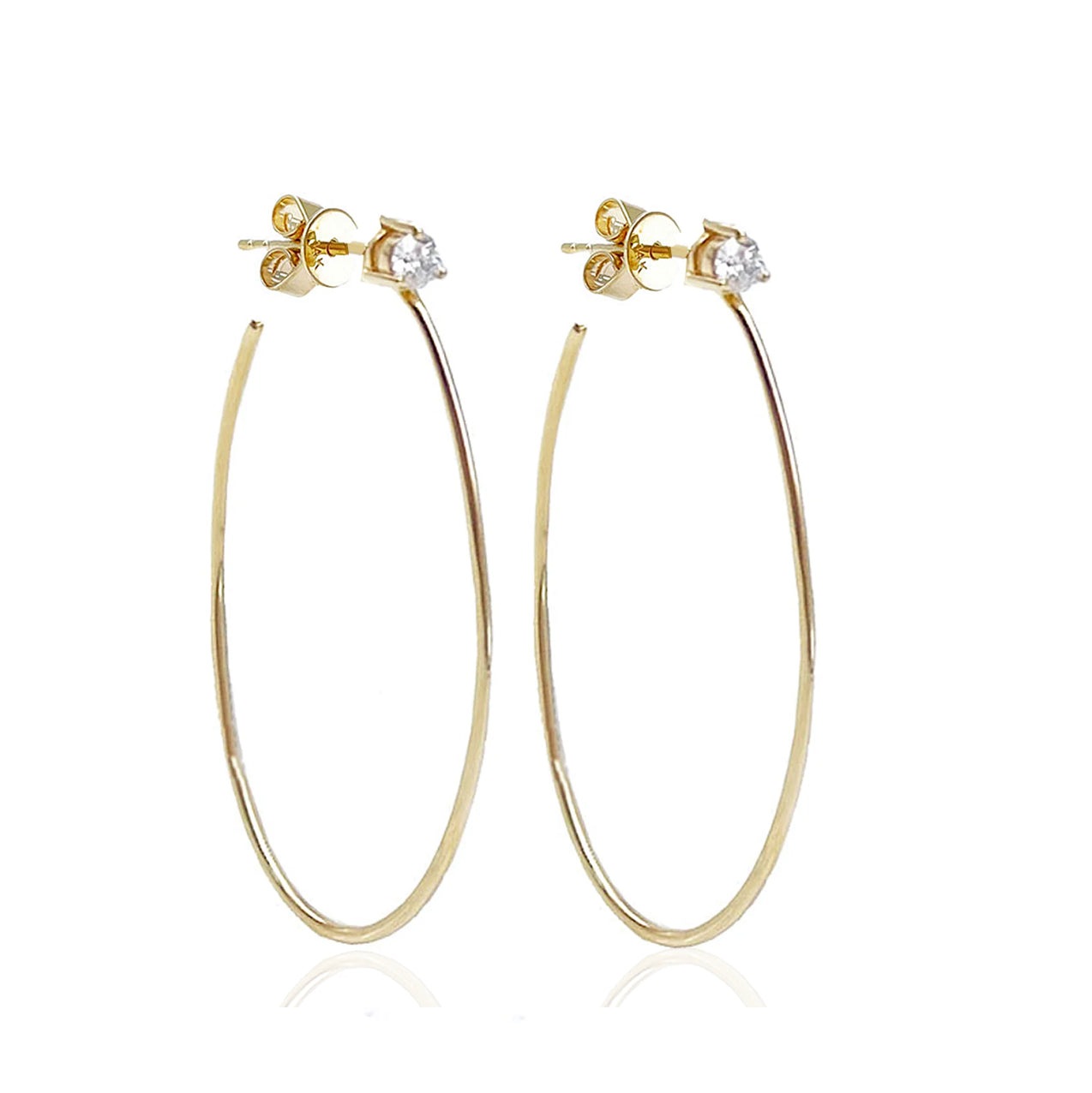 14K Oval Stud Hoops