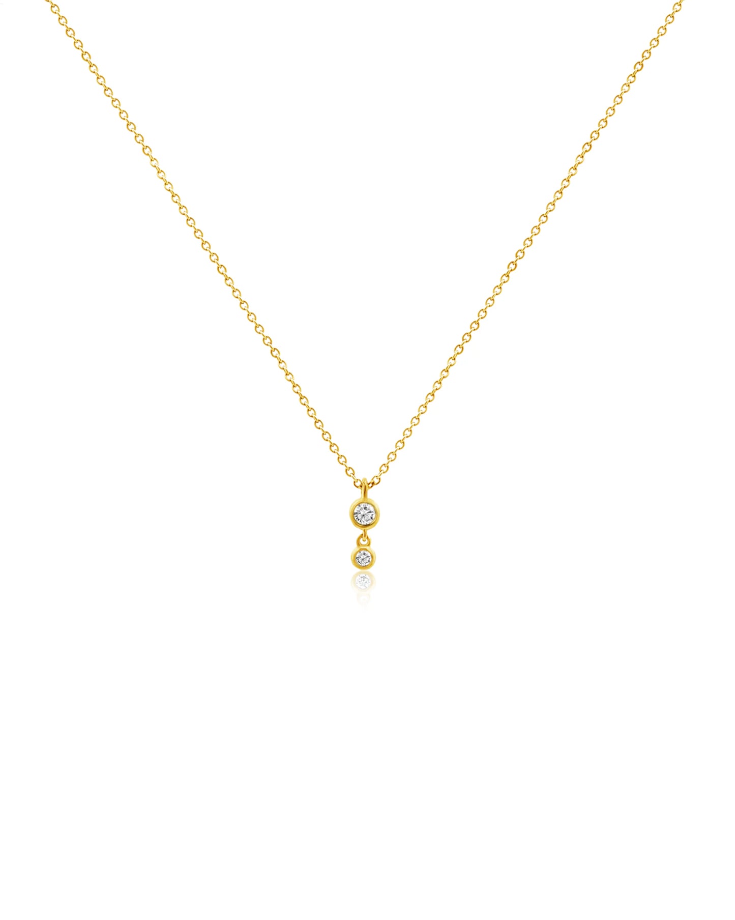 14k Small Bezel Drop Necklace