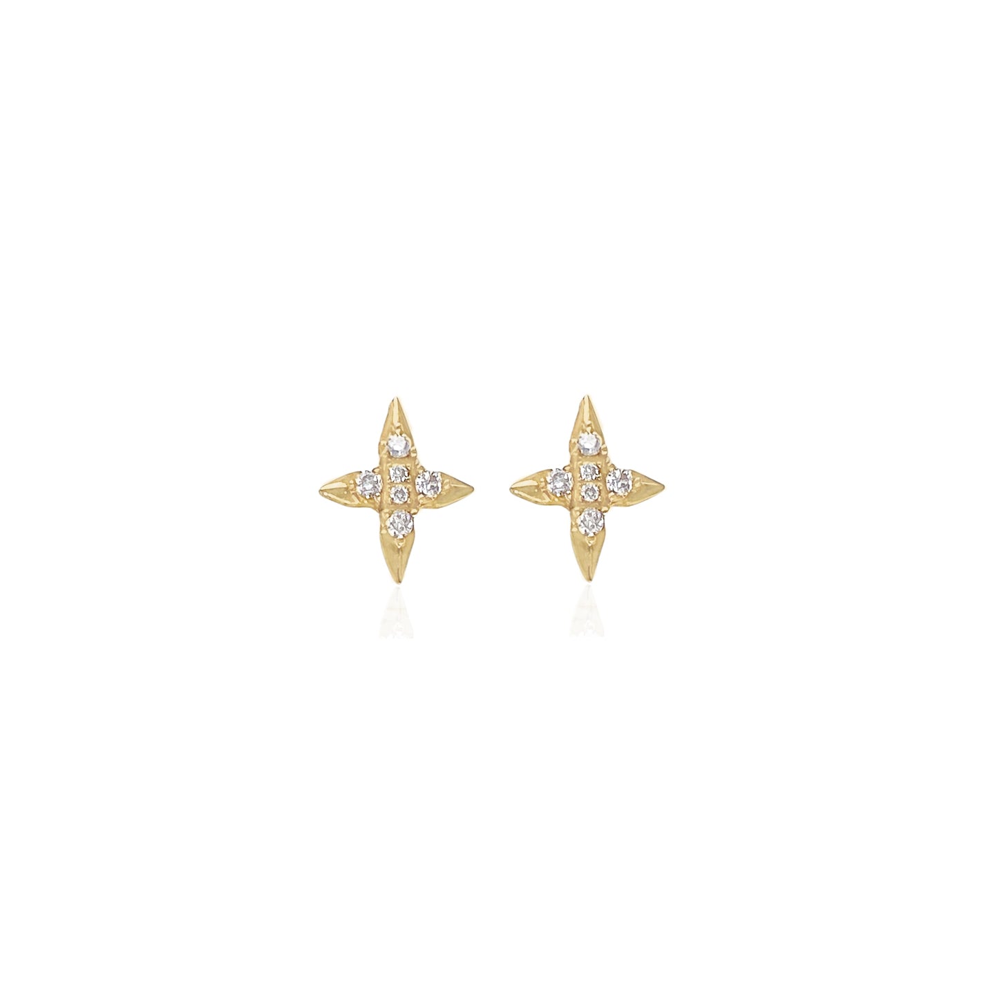 14k Diamond Spike Cross Studs