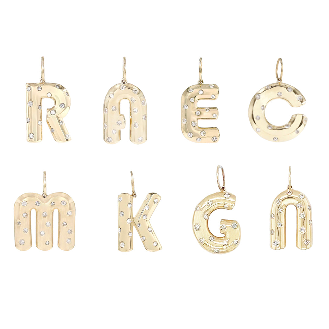 14K Sprinkle Initial Pendant