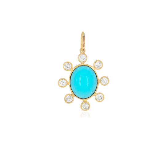 14k Gold Turquoise Pendant