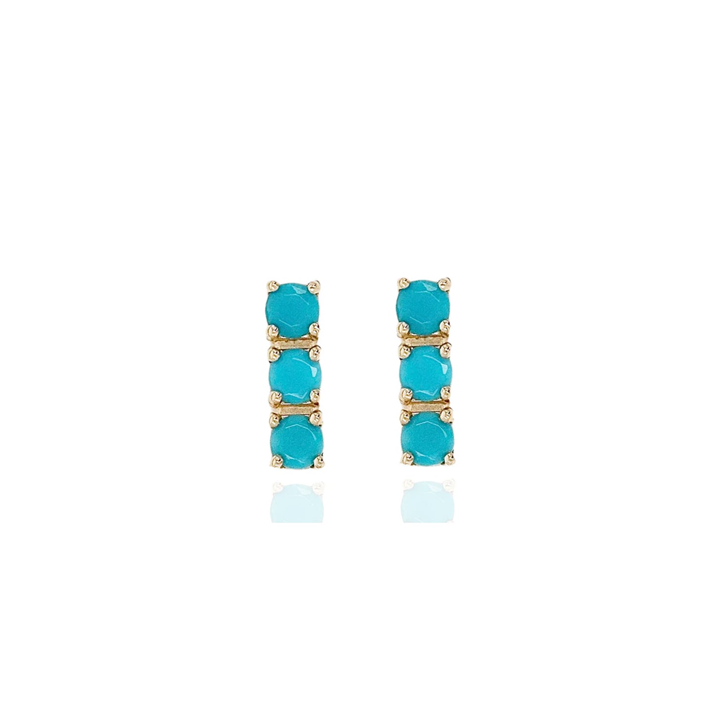 14K Turquoise Bar Studs