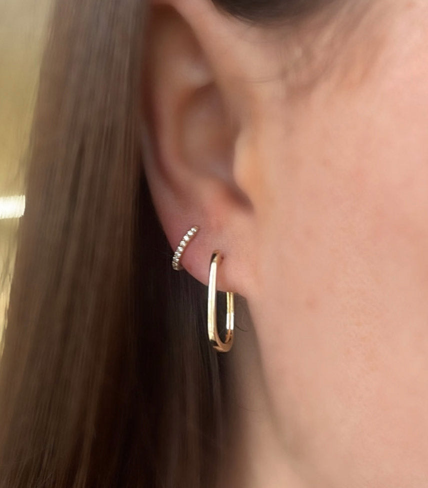 14K Gold Paperclip Huggies
