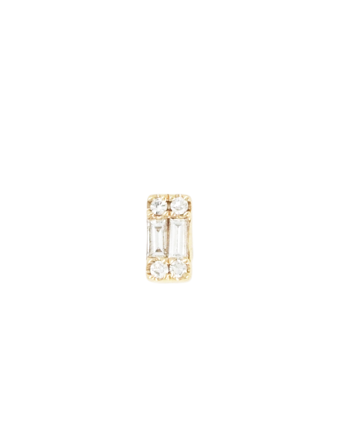 14K Baguette Diamond Single Stud