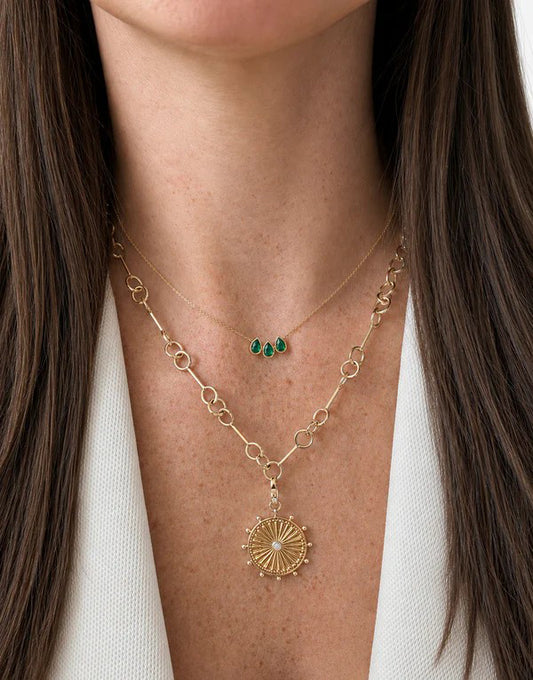14k Small Gold Barbell Chain