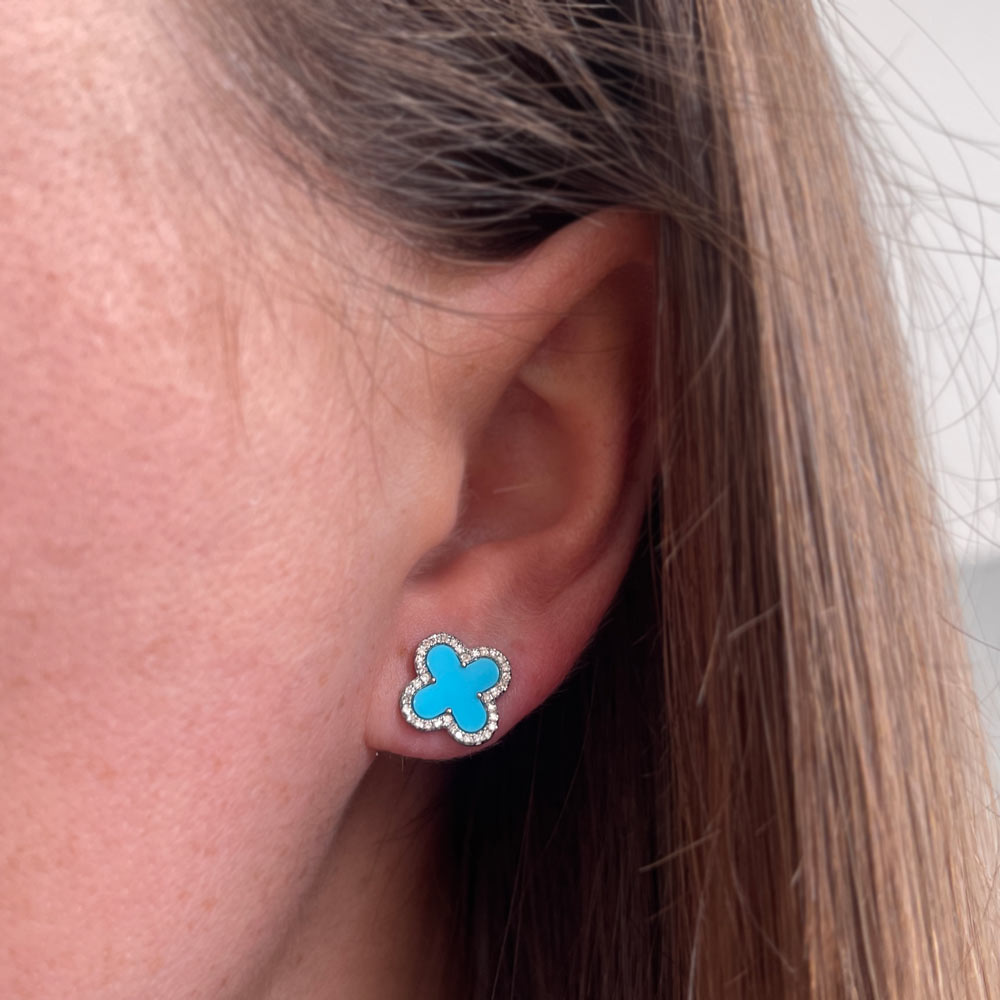 Turquoise Clover Studs