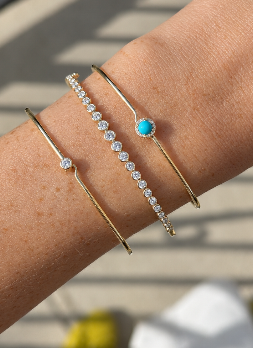 14k Turquoise Wire Bangle